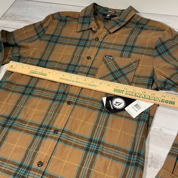 NEW‎ Volcom Mens Caden Button Up Plaid Flannel Shirt Size Medium L/S Modern Fit - Picture 4 of 8